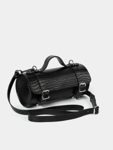 Women Cambridge Satchel Crossbody The Mini Bowls Bag - Black Croc - Image 3