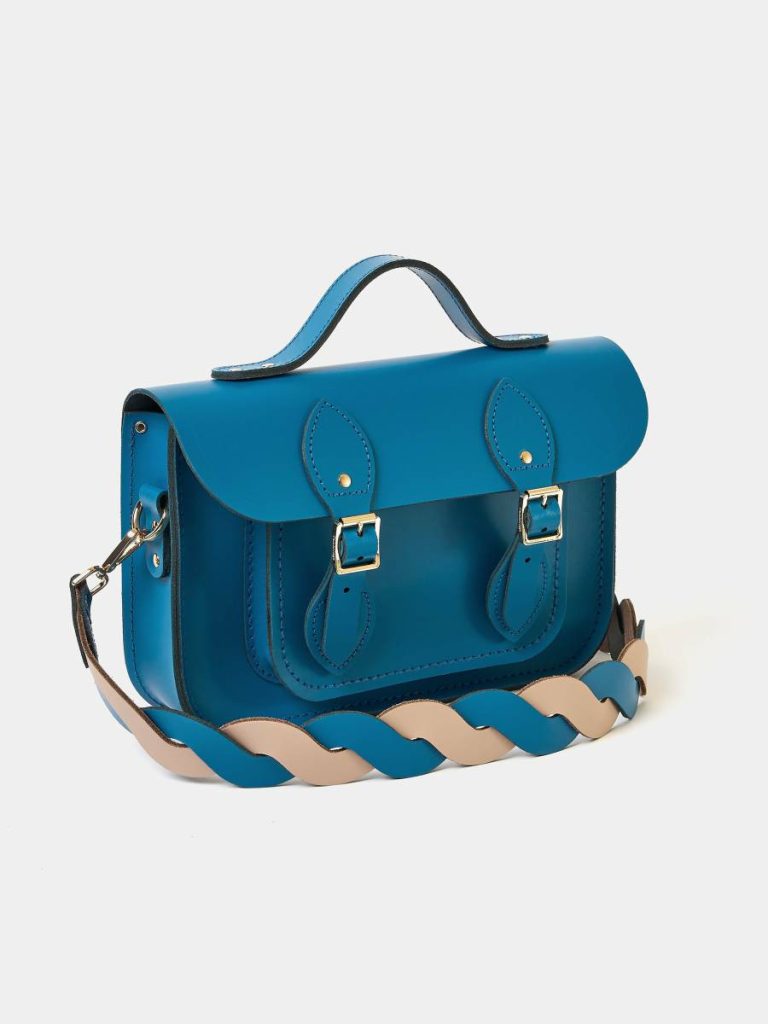Women Cambridge Satchel The 11 Inch Batchel - Shiz Blue With Bi-Colour Twisted Strap Satchels - Image 5