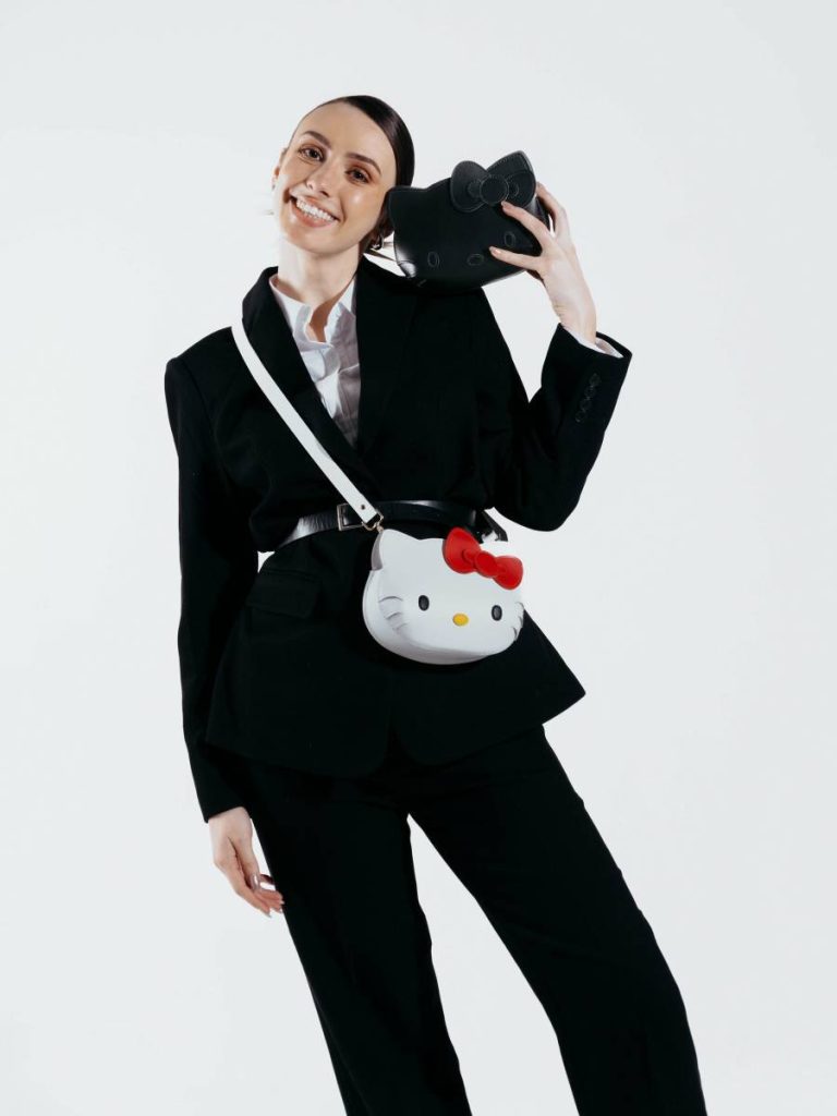 Women Cambridge Satchel The Mini Hello Kitty Face Bag - Black Crossbody - Image 2