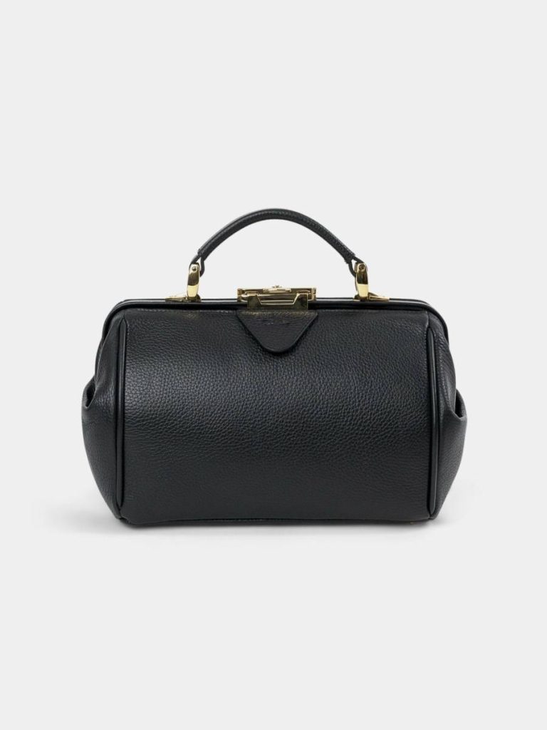 Women Cambridge Satchel The Sophie -Midnight Black Calf Grain Handbags