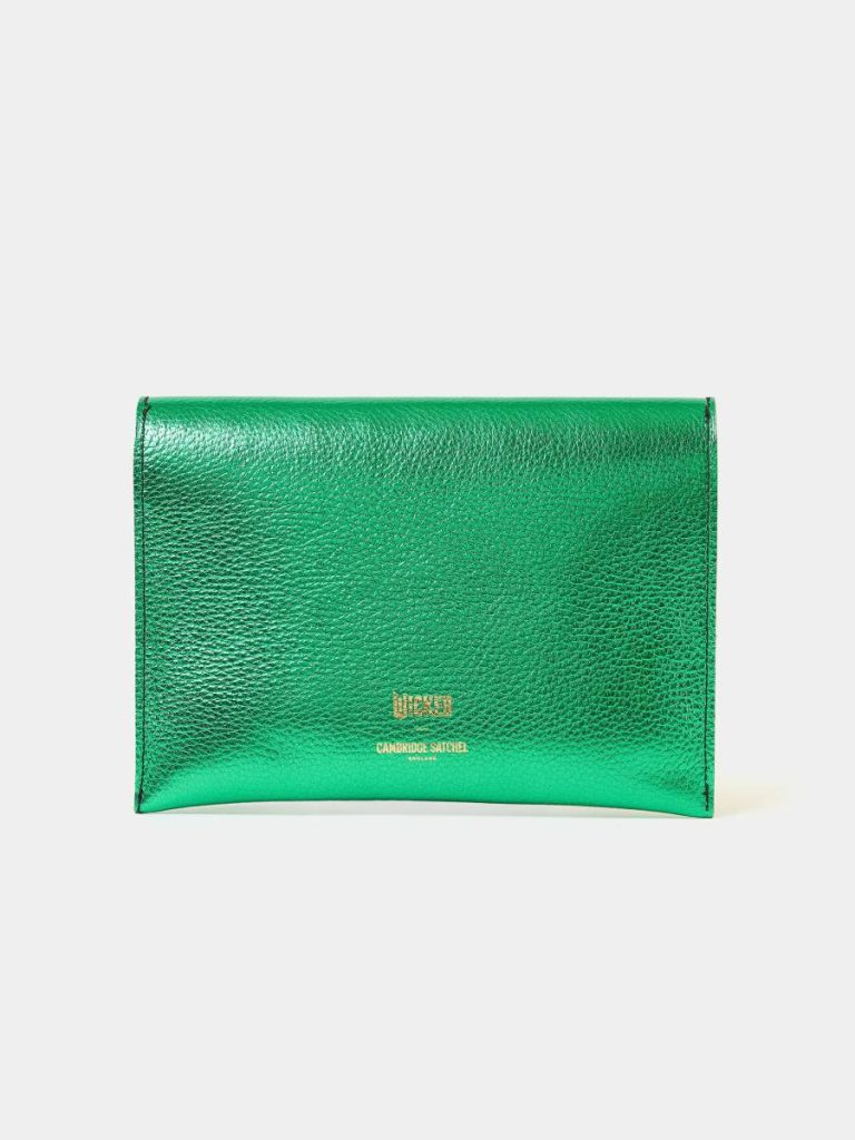 Women Cambridge Satchel The Twist Lock Pouch - Wicked Green With Wicked Green Metallic Calf Grain Crossbody - Image 3