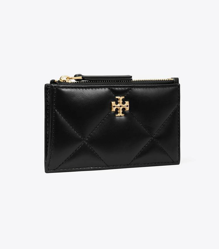 Women Card Cases Kira Diamond Quilt Zip Card Case Tory Burch Black
