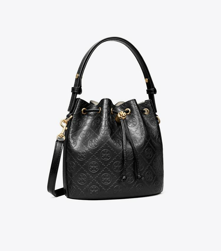 Women Crossbody Bags Black T Monogram Leather Bucket Bag Tory Burch