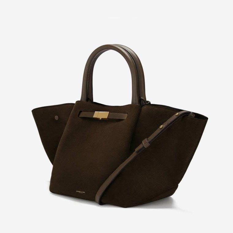 Women Crossbody Bags Demellier The Midi New York Mocha Suede & Mocha Smooth - Image 3