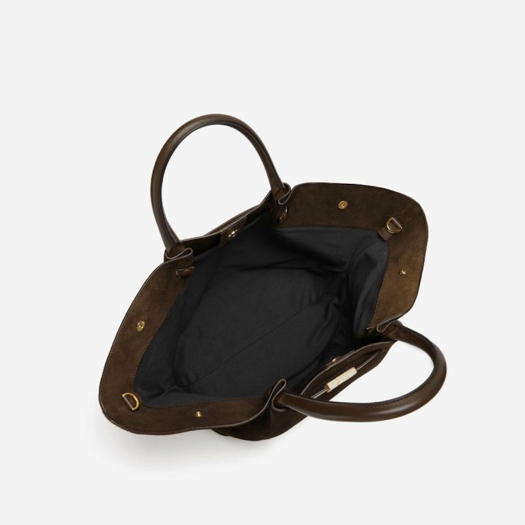Women Crossbody Bags Demellier The Midi New York Mocha Suede & Mocha Smooth - Image 5