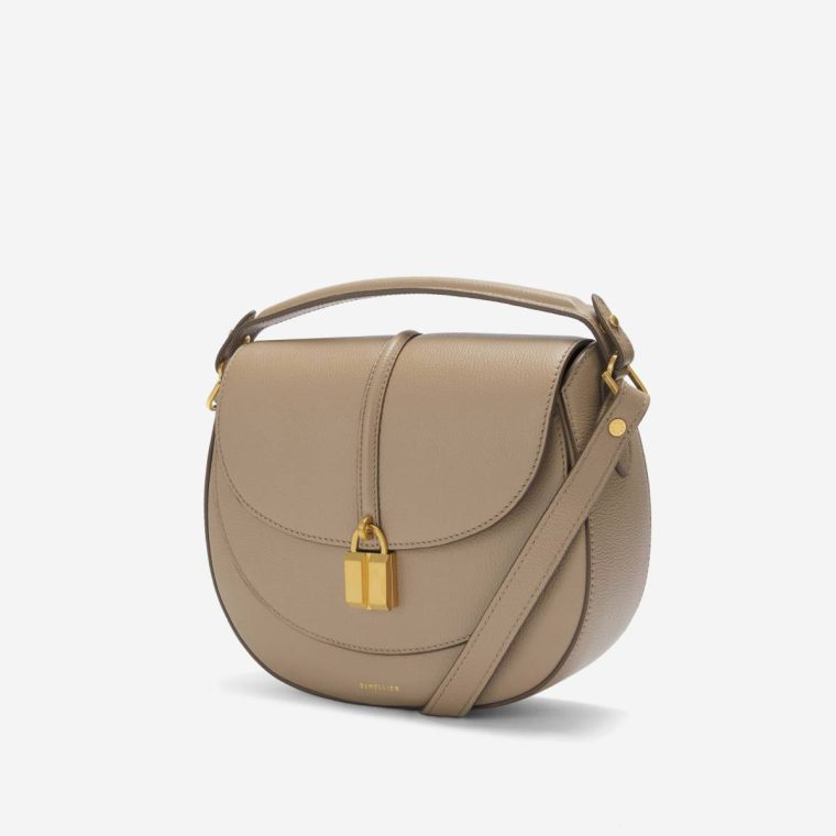Women Crossbody Bags Demellier The Siena Saddle Dark Sand Small Grain - Image 3
