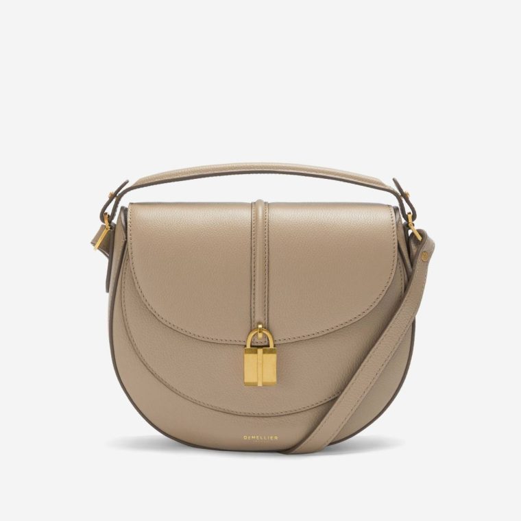 Women Crossbody Bags Demellier The Siena Saddle Dark Sand Small Grain