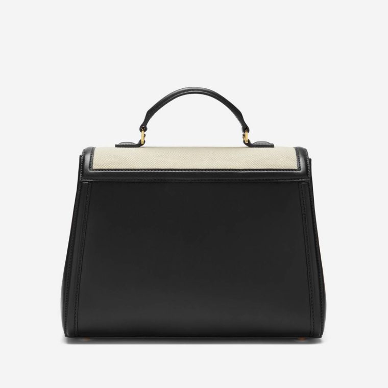 Women Crossbody Bags Salt & Pepper Canvas Black Smooth Demellier The Midi Paris - Image 3