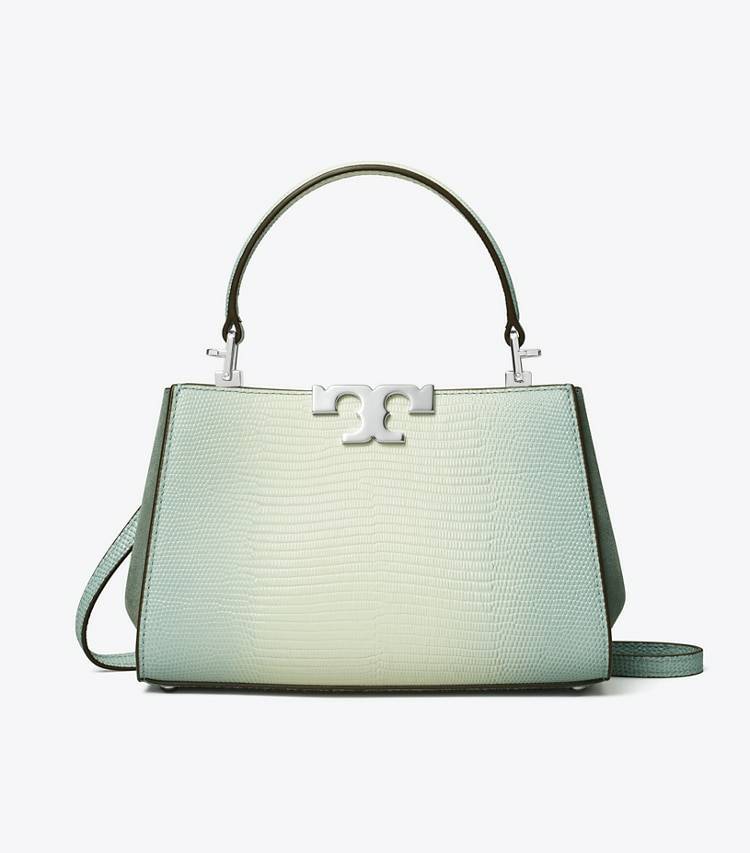 Women Crossbody Bags Tory Burch Mini Eleanor Snake-Embossed Satchel Blanc - Image 4