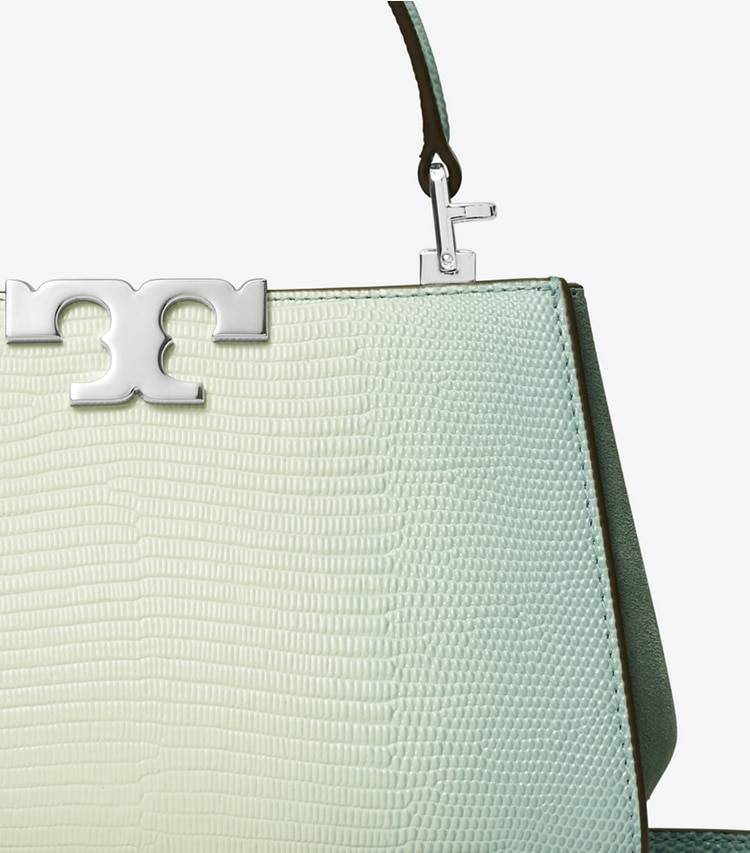 Women Crossbody Bags Tory Burch Mini Eleanor Snake-Embossed Satchel Blanc - Image 5