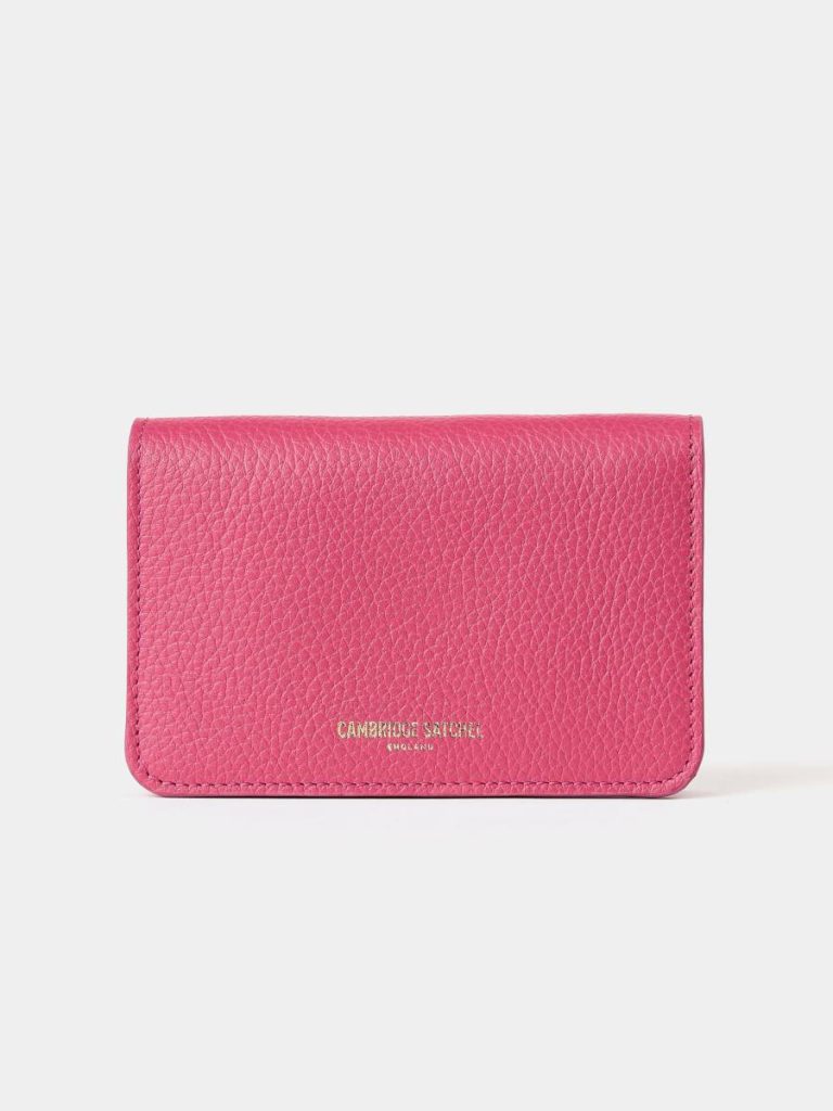 Women Crossbody Cambridge Satchel The Small Push Lock Purse - Fuchsia Pink Madras Grain - Image 2