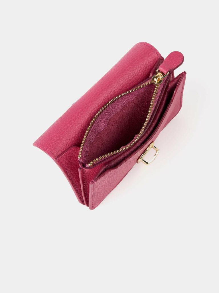 Women Crossbody Cambridge Satchel The Small Push Lock Purse - Fuchsia Pink Madras Grain - Image 4