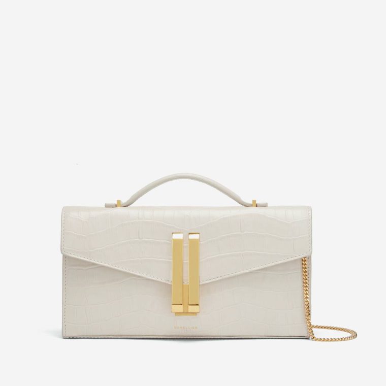 Women Demellier Clutches Off-White Croc-Effect The Vancouver Clutch