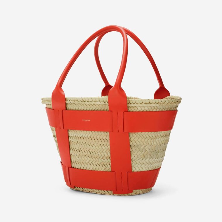 Women Demellier Natural Basket Poppy Red Smooth The Santorini Shoulder Bags - Image 3