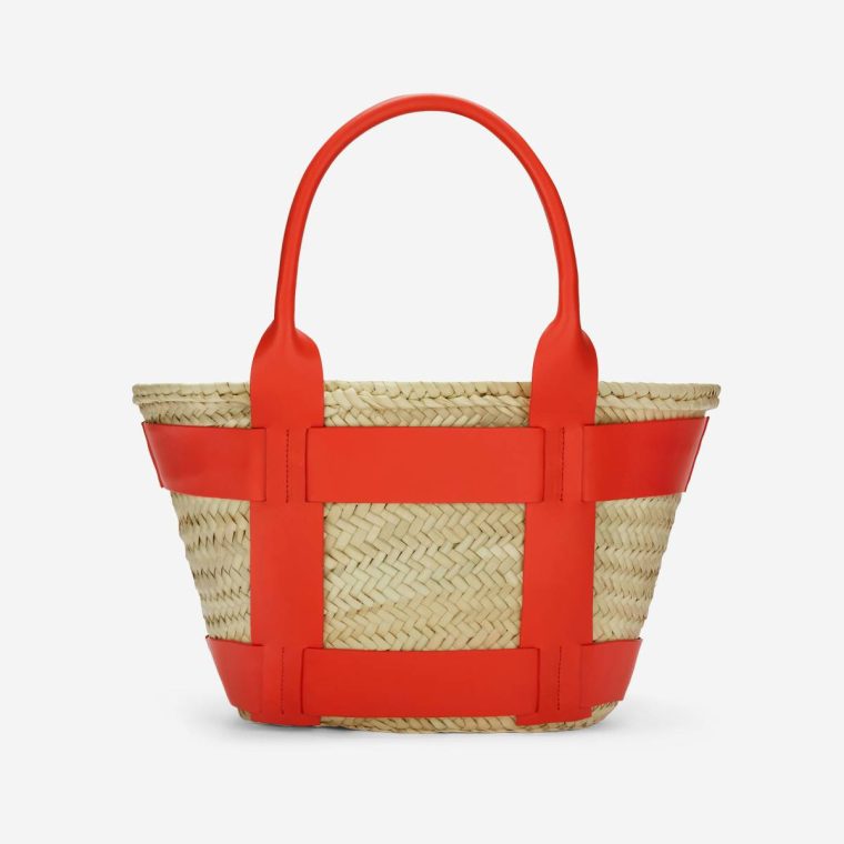 Women Demellier Natural Basket Poppy Red Smooth The Santorini Shoulder Bags - Image 4