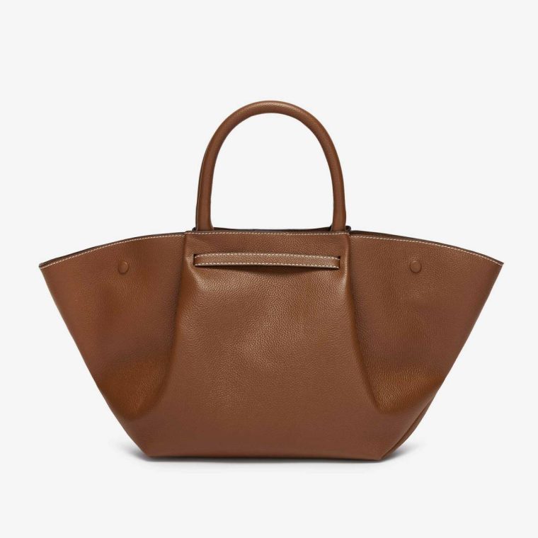 Women Demellier The Midi New York Tan Small Grain Ecru Stitching Crossbody Bags - Image 4