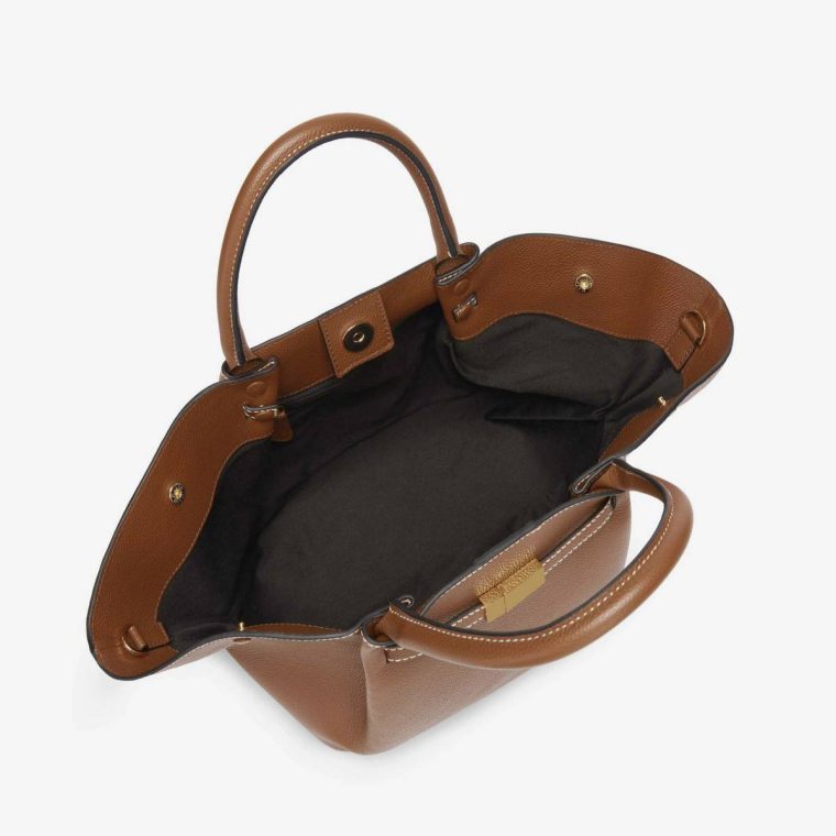 Women Demellier The Midi New York Tan Small Grain Ecru Stitching Crossbody Bags - Image 5