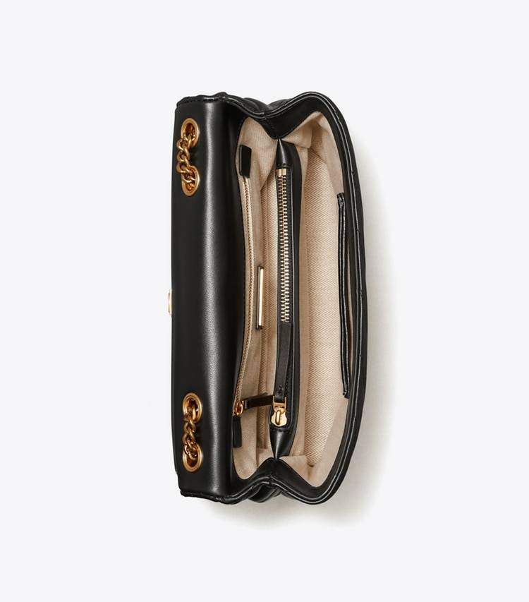 Women Kira Chevron Convertible Shoulder Bag Tory Burch Shoulder Bags Black / Rolled Brass - Image 5