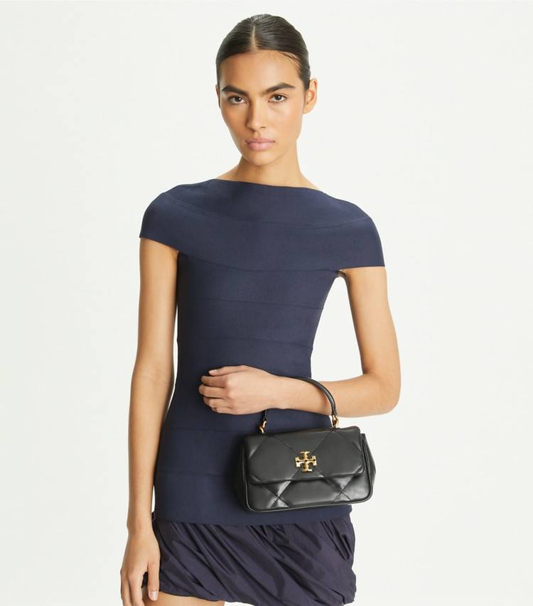 Women Kira Diamond Quilt Top-Handle Crossbody Bags Tory Burch Black - Image 3