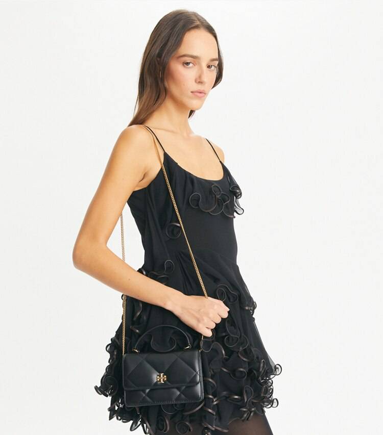 Women Mini Kira Diamond Quilt Top-Handle Crossbody Mini Bags Tory Burch Black - Image 2
