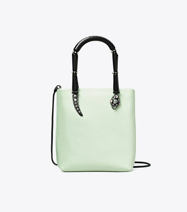 Women Mini Satin Snake Handle Tote Mint Tory Burch Crossbody Bags - Image 4