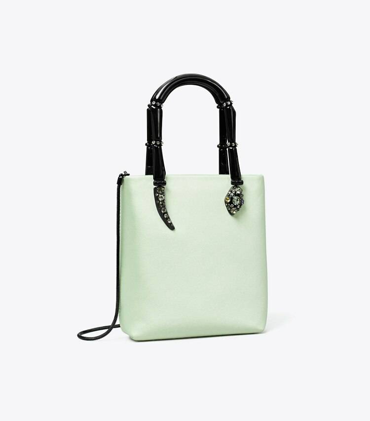 Women Mini Satin Snake Handle Tote Mint Tory Burch Crossbody Bags