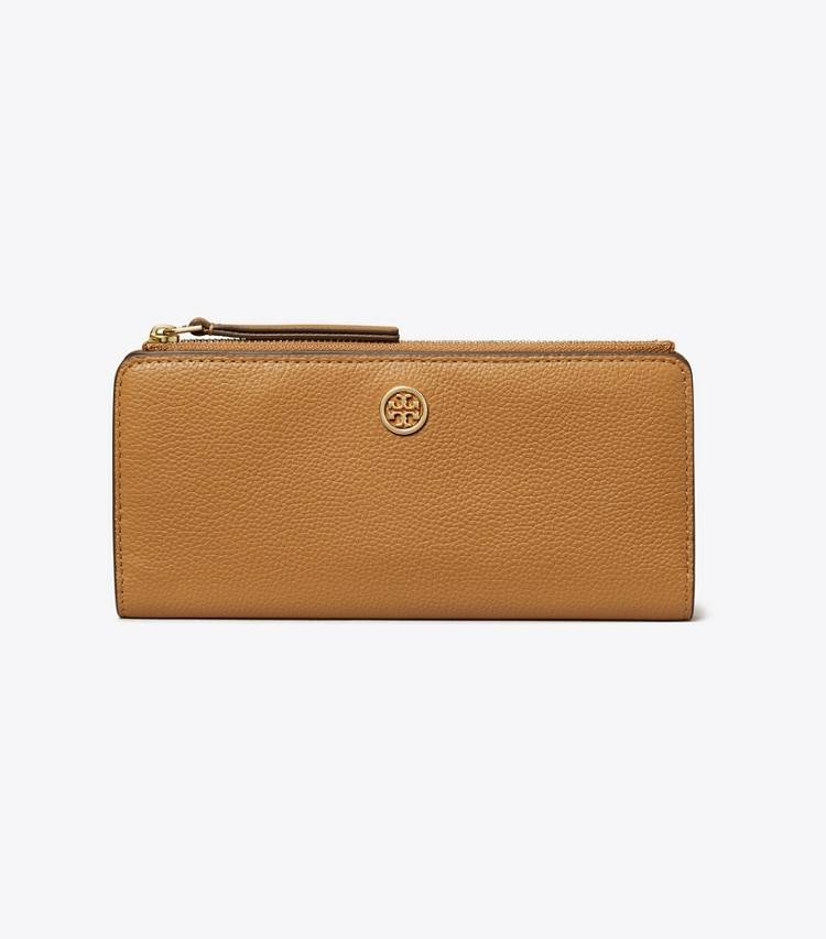 Women Robinson Pebbled Zip Slim Wallet Tory Burch Wallets Tiramisu - Image 2