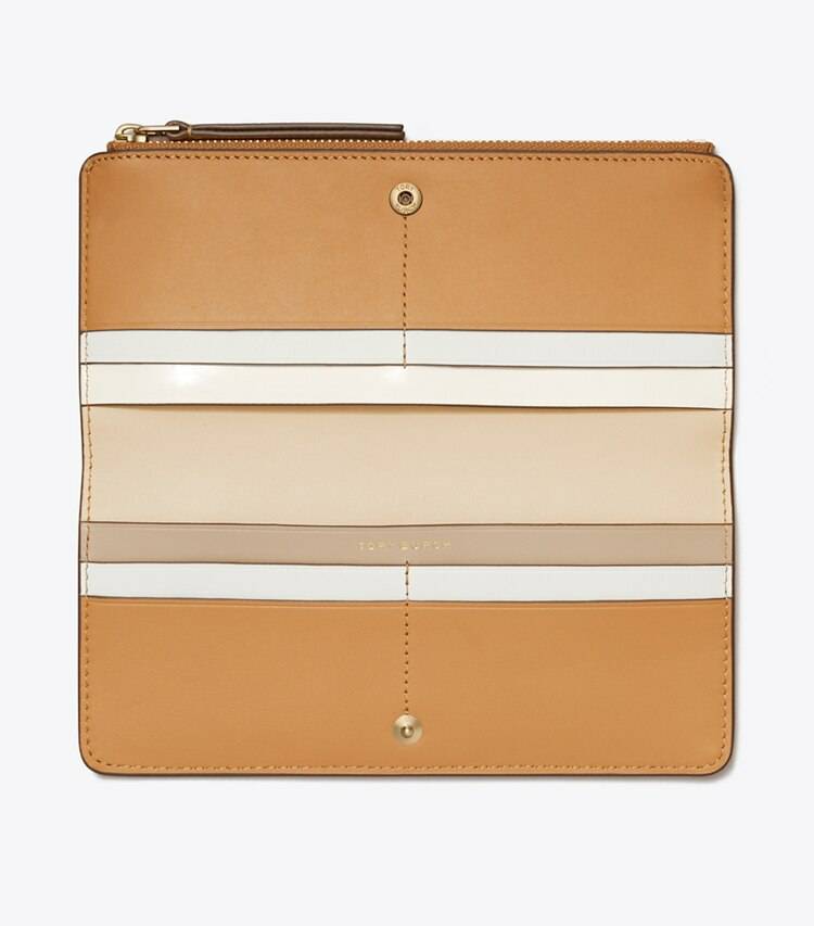 Women Robinson Pebbled Zip Slim Wallet Tory Burch Wallets Tiramisu - Image 3