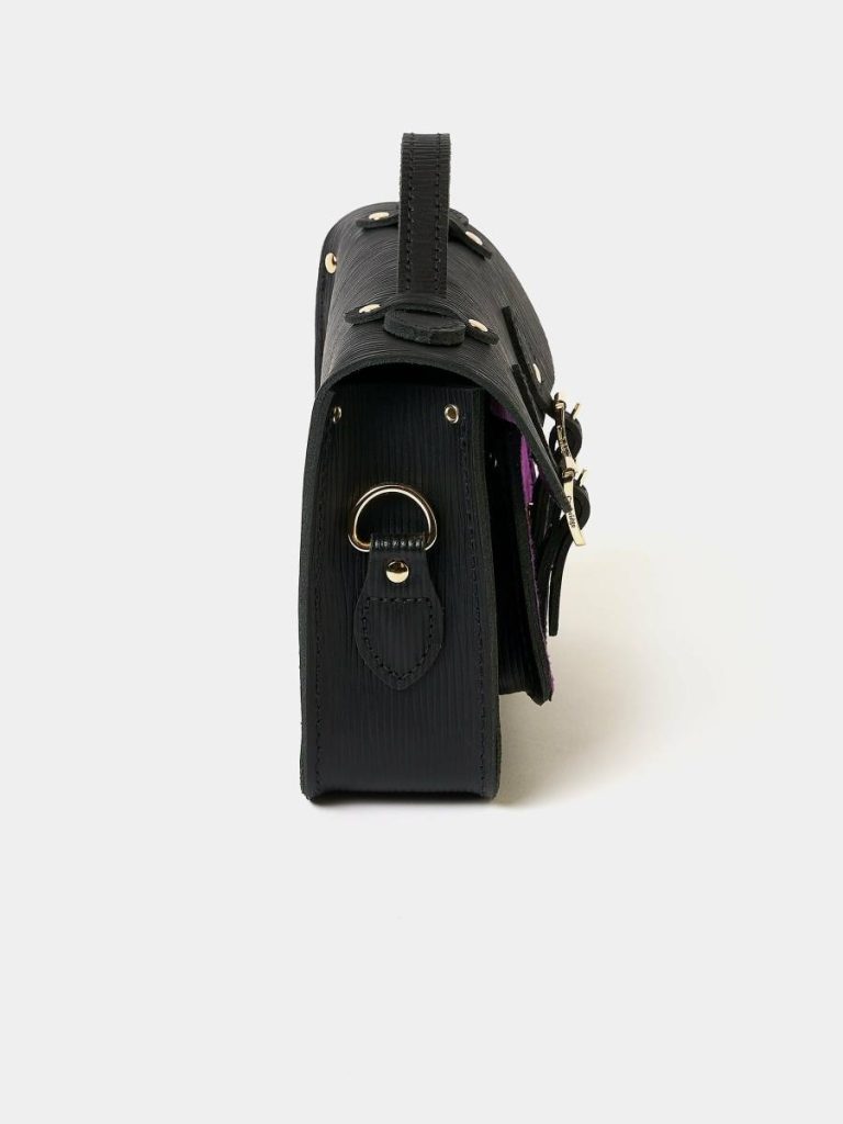 Women Satchels Cambridge Satchel The Mini - Black 1914 Grain With Purple Velvet - Image 5
