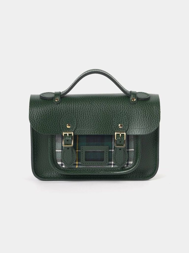 Women Satchels The Mini -Racing Green Celtic Grain & Campbell Tartan Cambridge Satchel