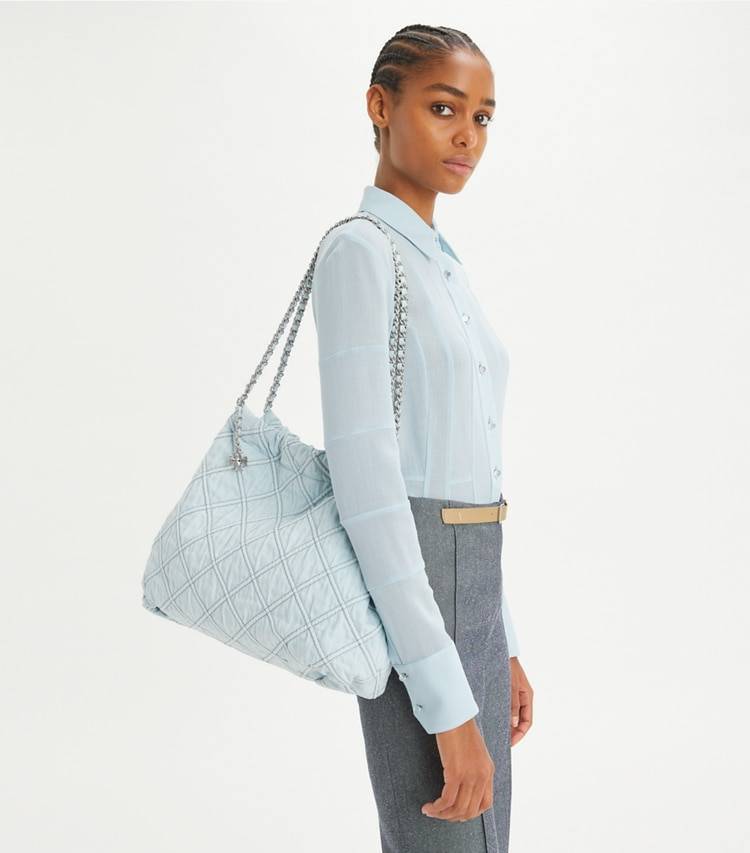 Women Seltzer Tory Burch Hobo Bags Fleming Soft Denim Hobo Bag - Image 2
