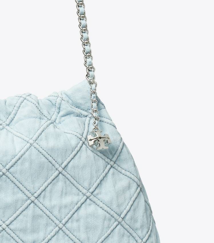 Women Seltzer Tory Burch Hobo Bags Fleming Soft Denim Hobo Bag - Image 4