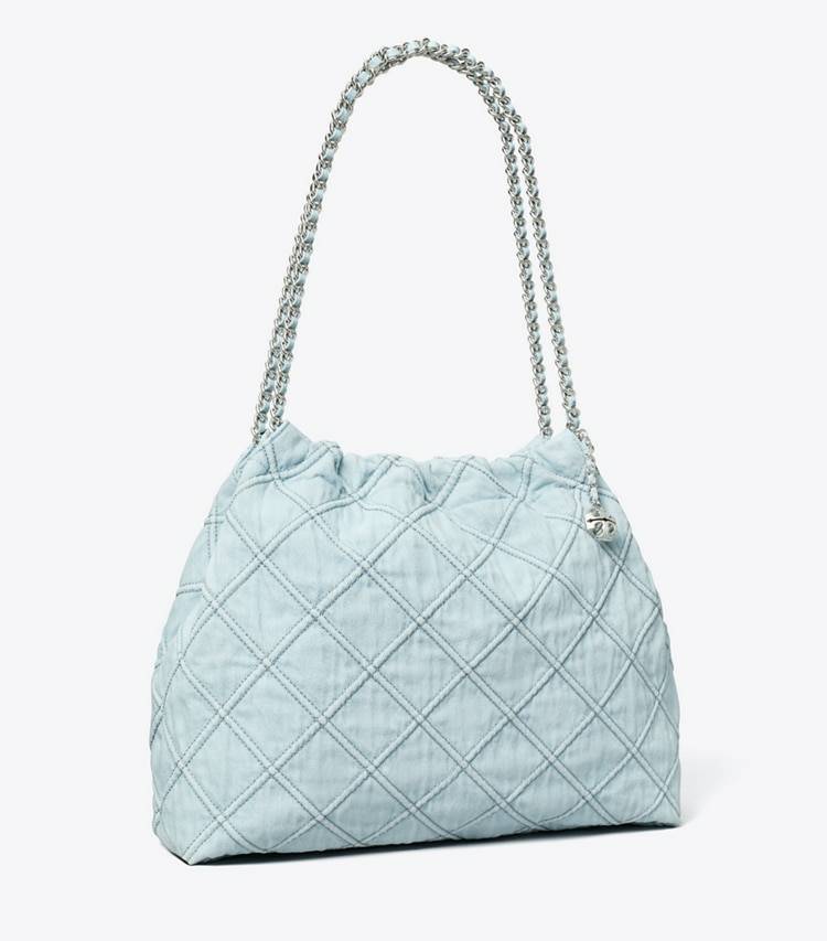 Women Seltzer Tory Burch Hobo Bags Fleming Soft Denim Hobo Bag