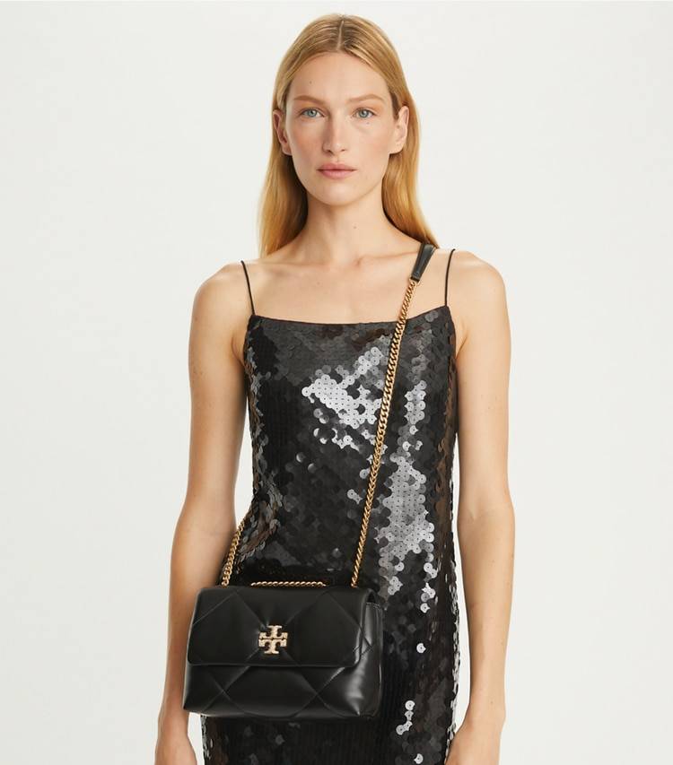 Women Small Kira Diamond Quilt Pavé Convertible Shoulder Bag Black Shoulder Bags Tory Burch - Image 4