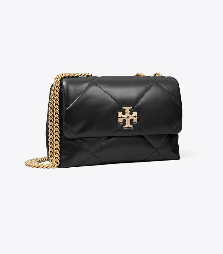 Women Small Kira Diamond Quilt Pavé Convertible Shoulder Bag Black Shoulder Bags Tory Burch