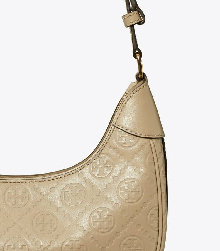 Women T Monogram Leather Crescent Bag Shoulder Bags Fresh Clay Tory Burch - Image 5
