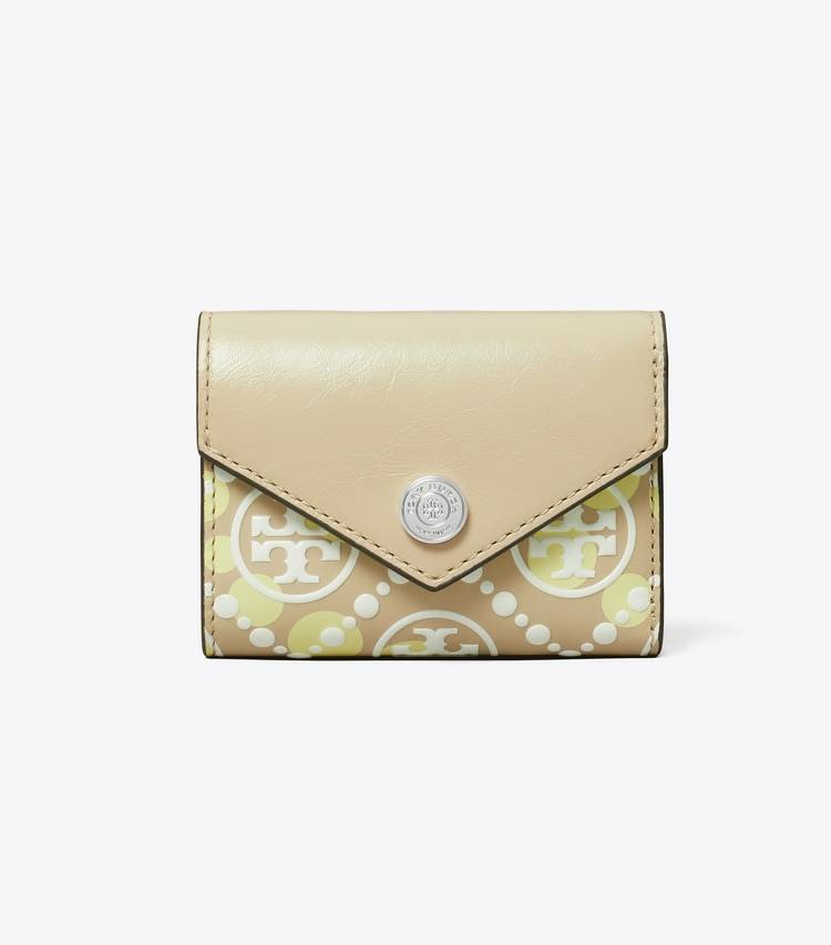 Women T Monogram Printed Leather Small Envelope Wallet Wallets Khaki Sand Tory Burch - Image 2