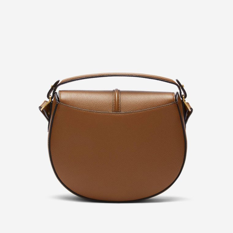 Women Tan Small Grain Crossbody Bags Demellier The Siena Saddle - Image 4