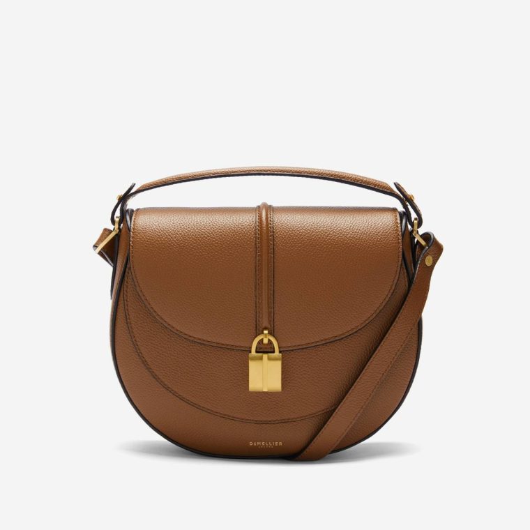 Women Tan Small Grain Crossbody Bags Demellier The Siena Saddle