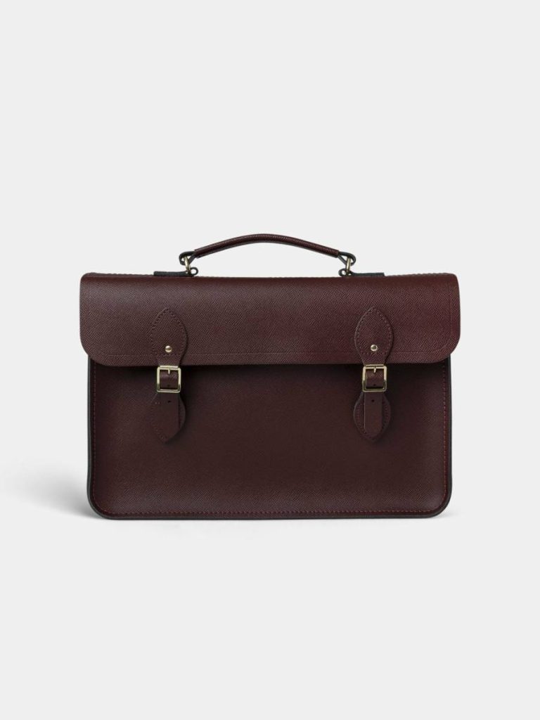Women The Briefcase -Oxblood Saffiano Crossbody Cambridge Satchel