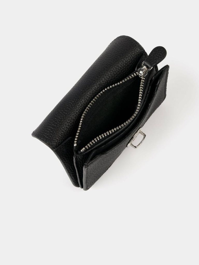 Women The Small Push Lock Purse - Black Madras Grain Crossbody Cambridge Satchel - Image 4