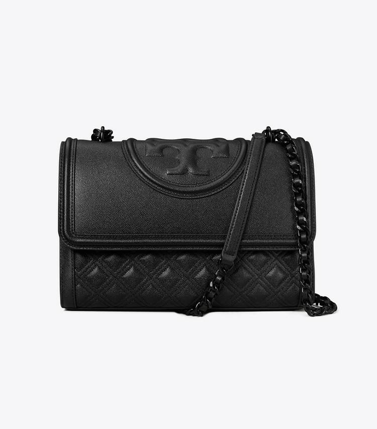 Women Tory Burch Black/Black Shoulder Bags Fleming Polished-Grain Convertible Shoulder Bag - Image 4