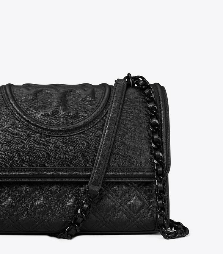 Women Tory Burch Black/Black Shoulder Bags Fleming Polished-Grain Convertible Shoulder Bag - Image 5