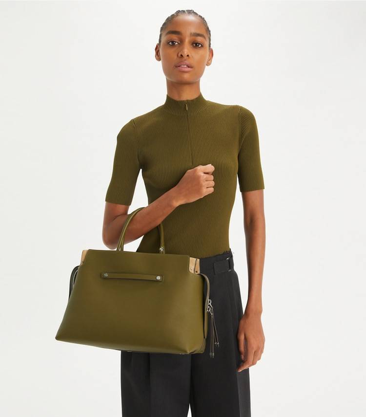 Women Tory Burch Large Mercer Pebbled Satchel Satchels Leccio - Image 3