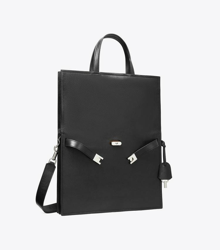 Women Tory Burch Lee Radziwill Shopper Black Shoulder Bags