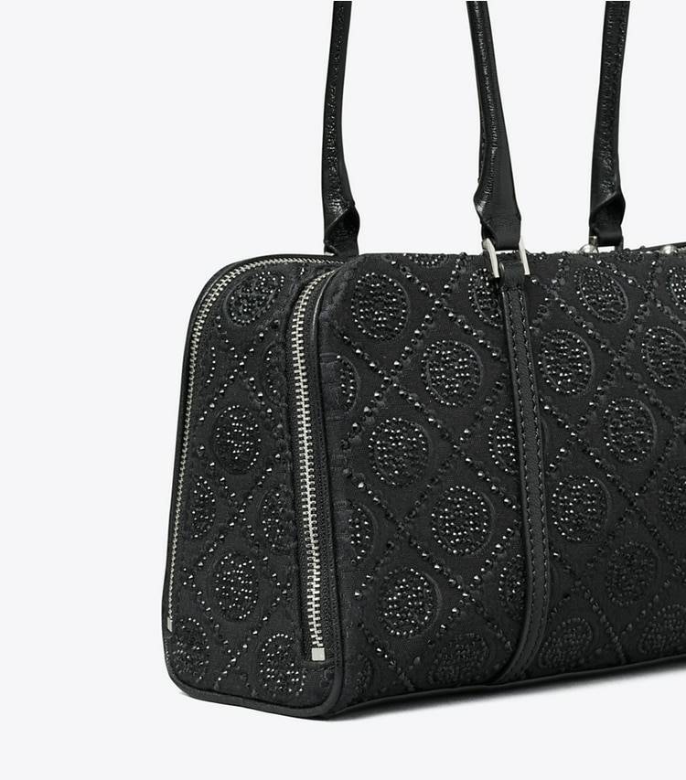 Women Tory Burch Satchels T Monogram Embellished Small Marshmallow Satchel Black - Image 4