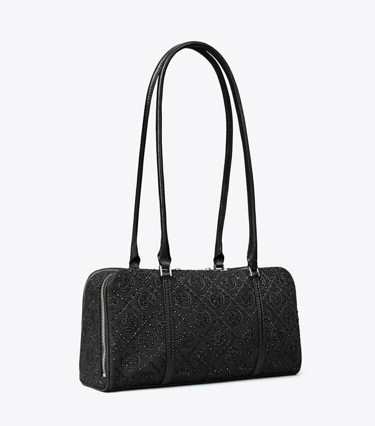 Women Tory Burch Satchels T Monogram Embellished Small Marshmallow Satchel Black
