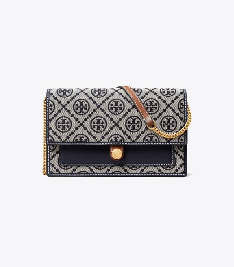 Women Tory Burch Tory Navy T Monogram Chain Wallet Mini Bags - Image 3