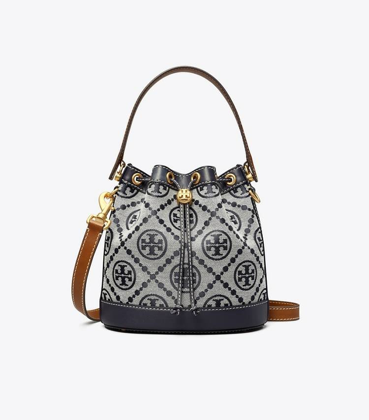 Women Tory Navy Crossbody Bags Tory Burch T Monogram Bucket Bag - Image 4