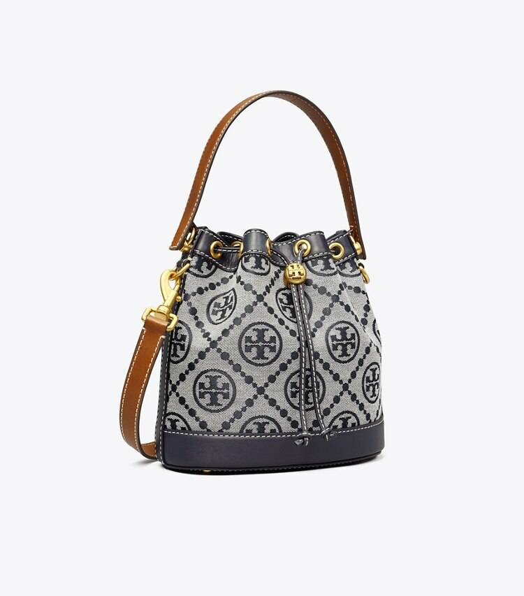 Women Tory Navy Crossbody Bags Tory Burch T Monogram Bucket Bag